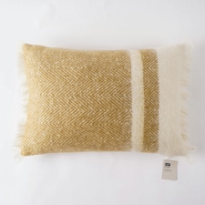 F&F Home Ochre Stripe Faux Mohair Rectangle Cushion