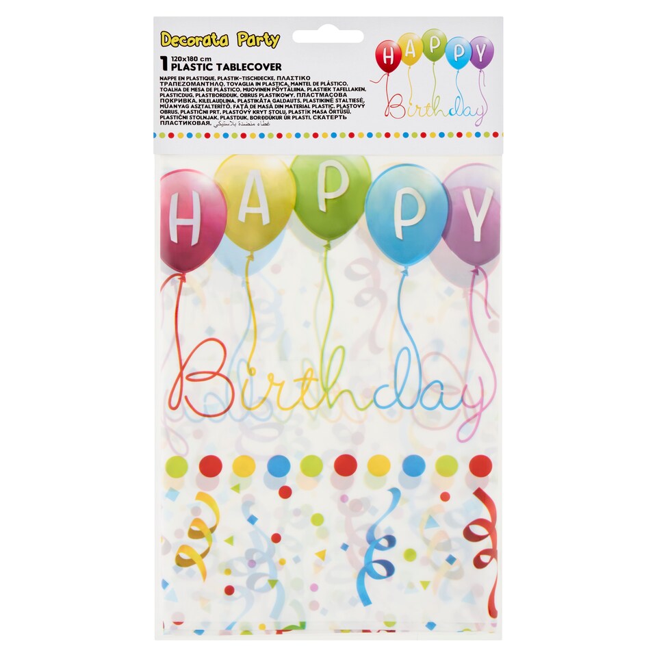 Decorata Party Happy Birthday Plastic Tablecover 120 x 180 cm
