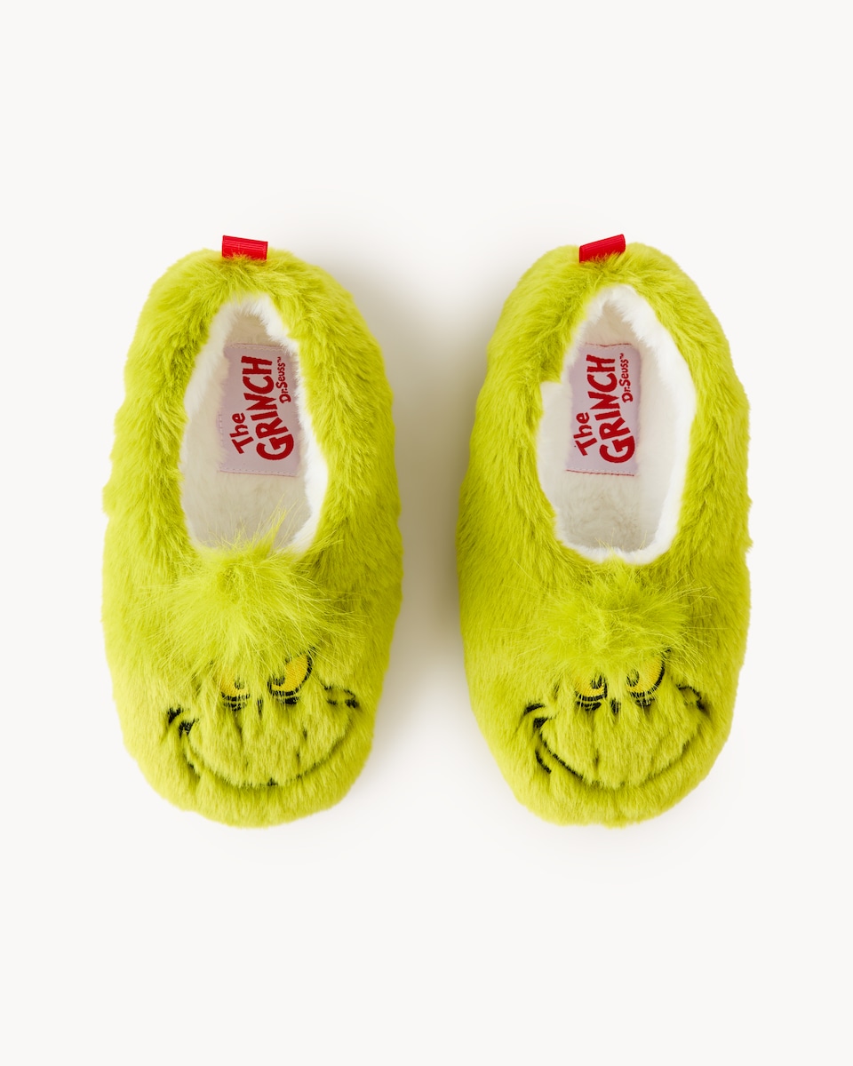 image 1 of The Grinch Fluffy Novelty Slipper Socks in Green