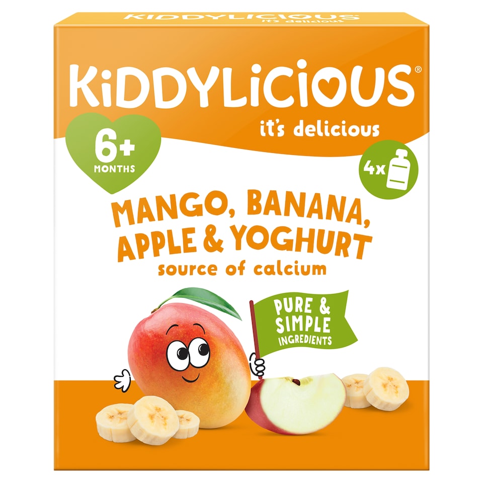 Kiddylicious Mango, Banana, Apple & Yoghurt Pouch 4x100g