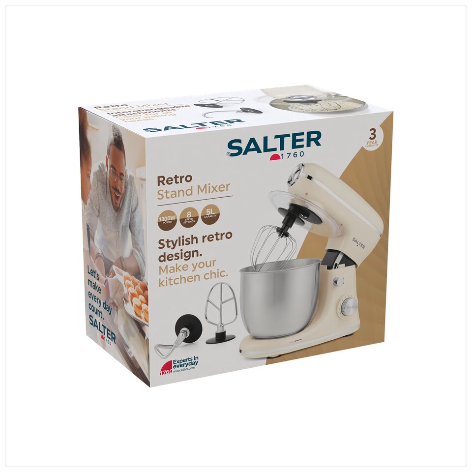 image 1 of Salter Retro Cream Stand Mixer