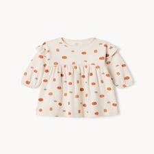 F&F Baby Cotton Rich Ribbed Pumpkin Dress in Neutral