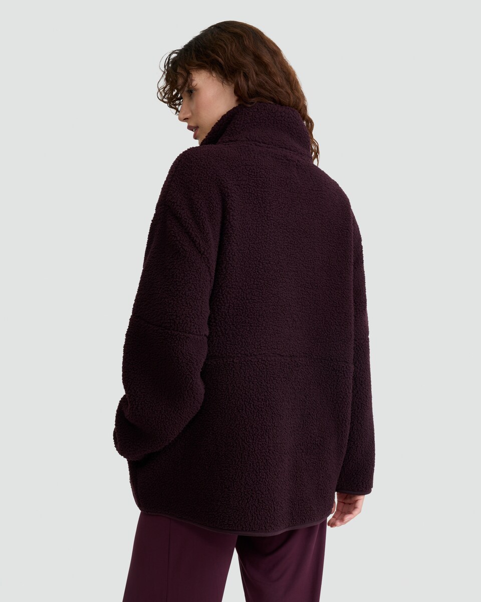 image 1 of F&F Fleece Zip Through Pyjama Jacket in Burgundy