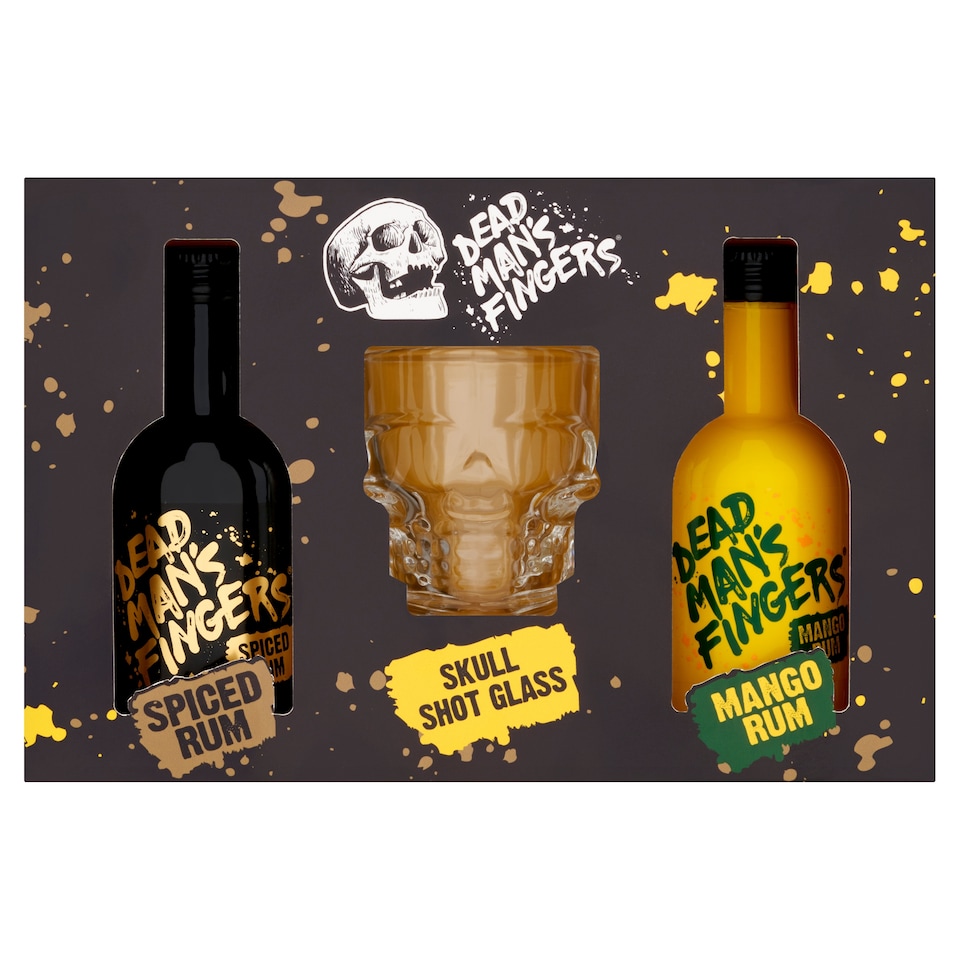 Dead Man's Fingers Rum 2 x 5cl & Skull Shot Glass Gift Set