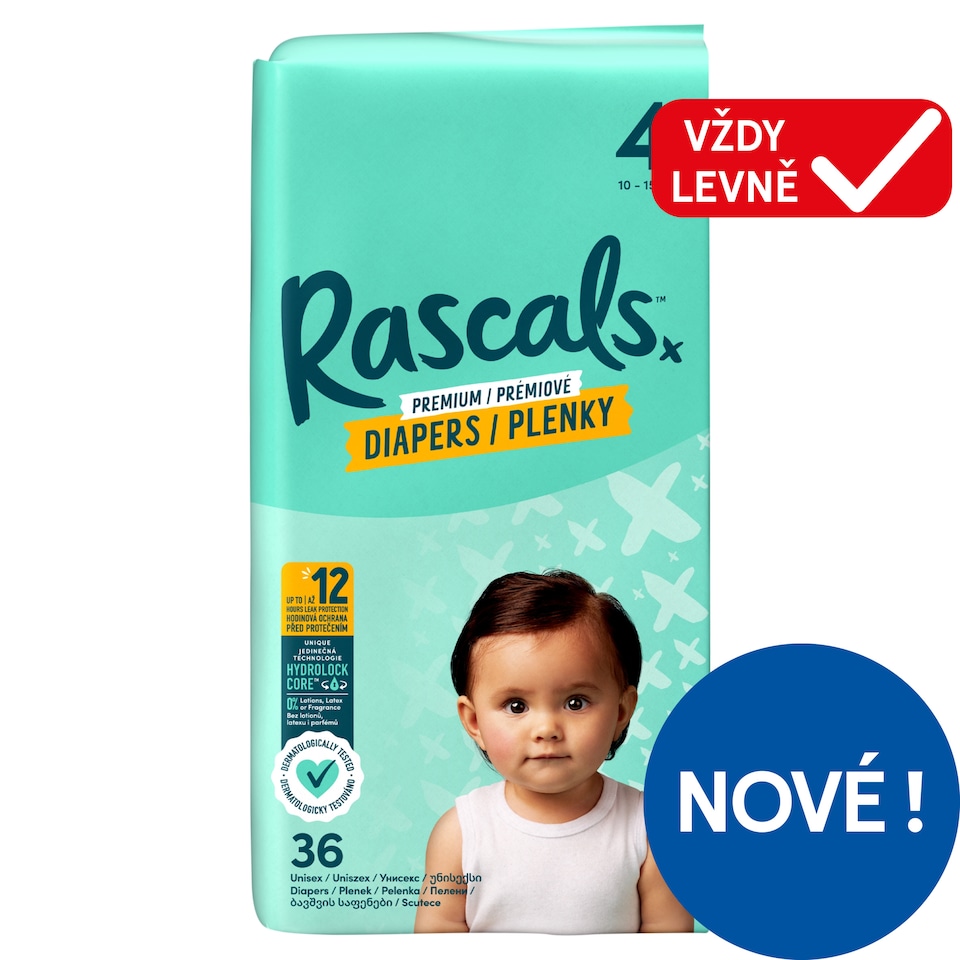 Rascals Prémiové plenky 4 10 - 15 kg 36 ks