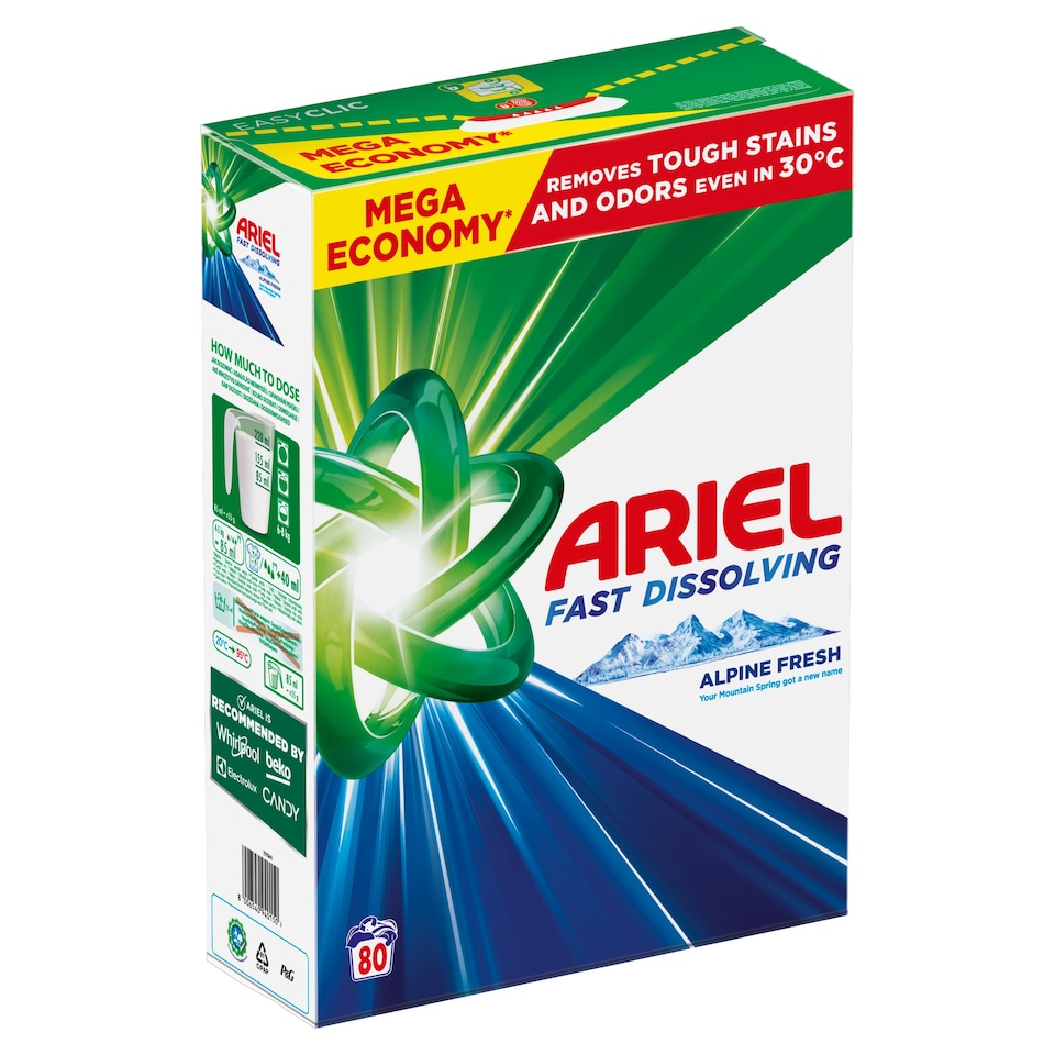 image 1 of Ariel Washing Powder 4.4kg, 80 Washes, Alpine Fresh