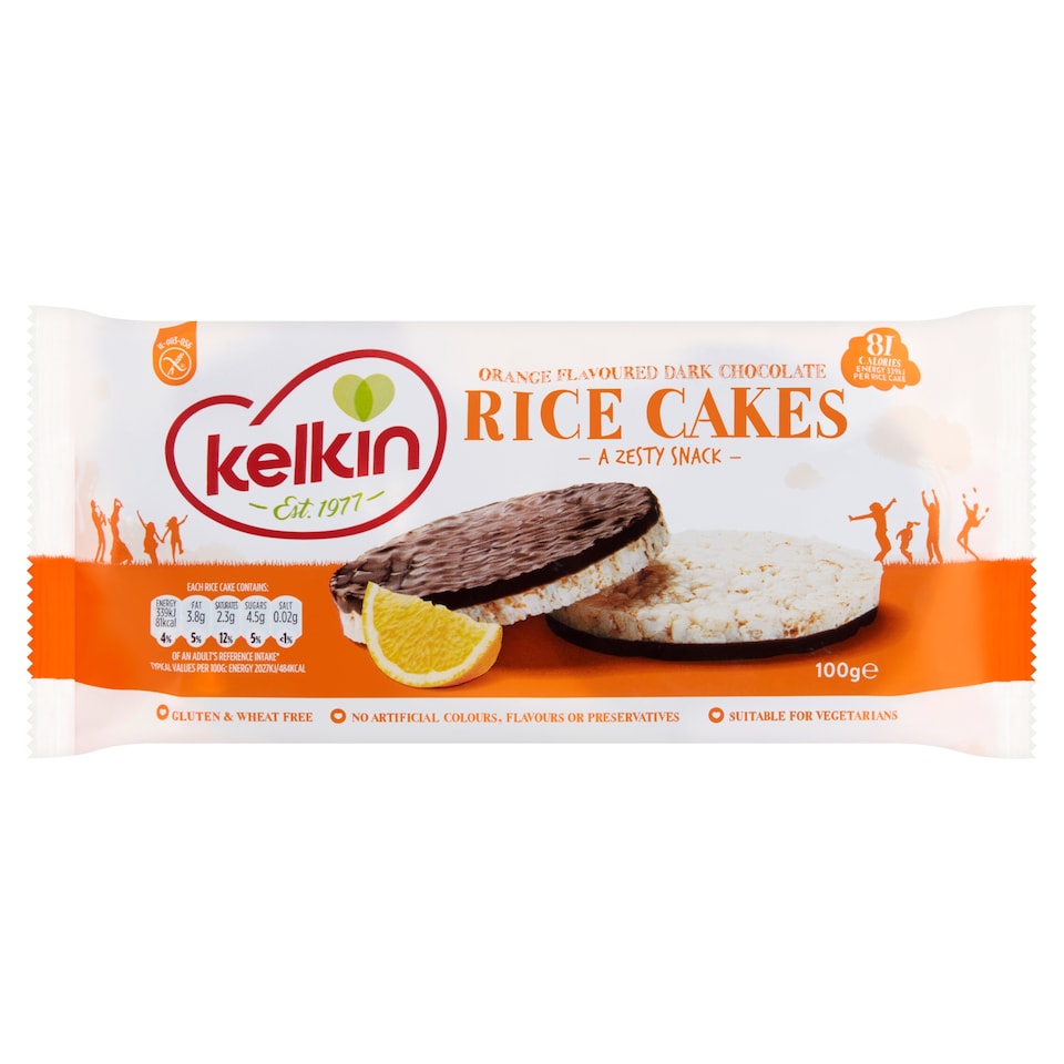 Kelkin Dark Chocolate Orange Rice Cakes 100G