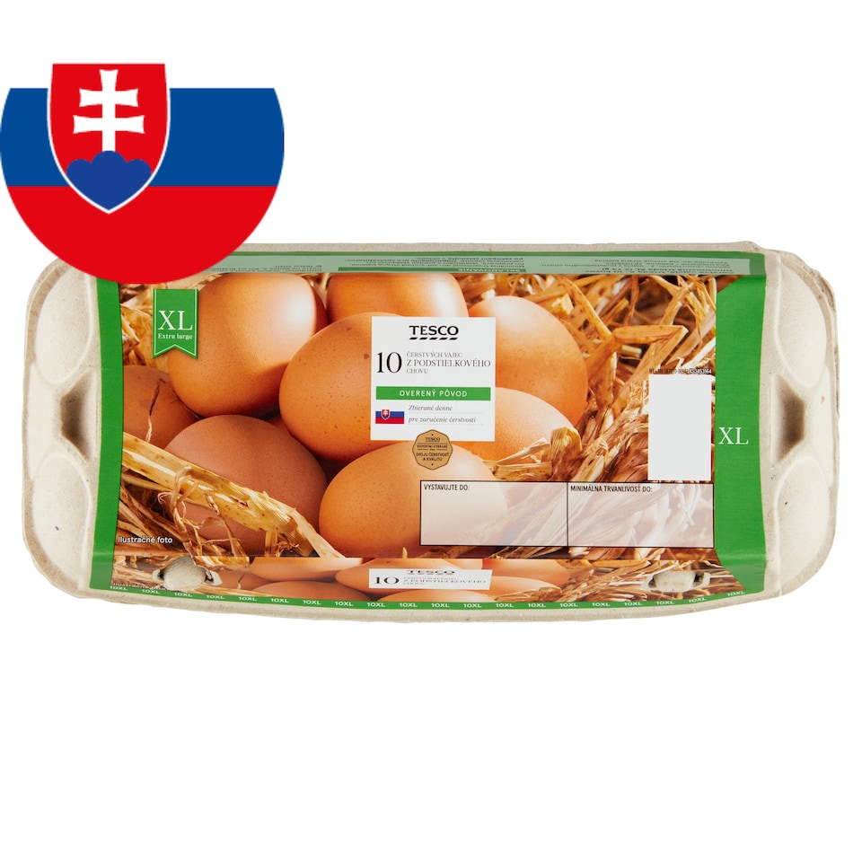 Tesco Čerstvé vajcia z podstielkového chovu XL 10 ks