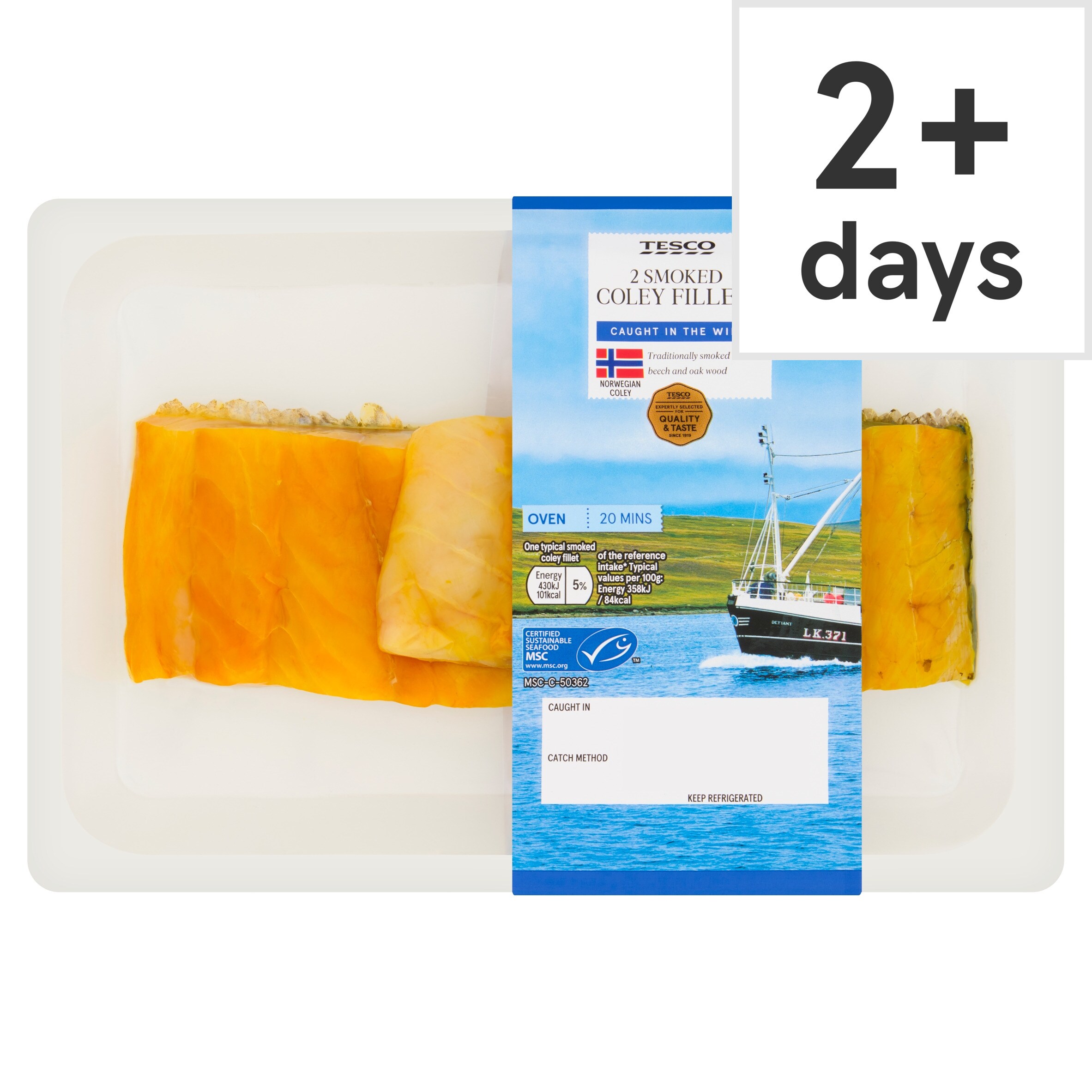 Tesco 2 Smoked Coley Fillets 240g