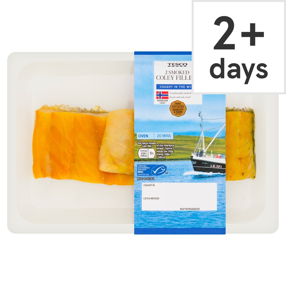 Tesco 2 Smoked Coley Fillets 240g