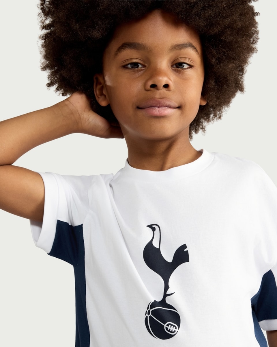 image 1 of Tottenham Hotspur Pure Cotton Cockerel Print T-Shirt in White