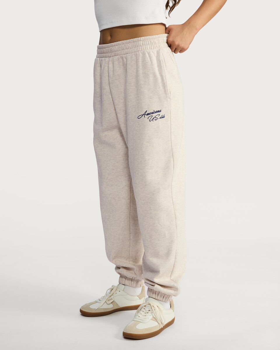 image 1 of OH ME OH MY Cotton Rich Americana Club Cuffed Joggers in Grey