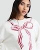 image 1 of F&F Merry & Bright Bow Sweatshirt in Cream