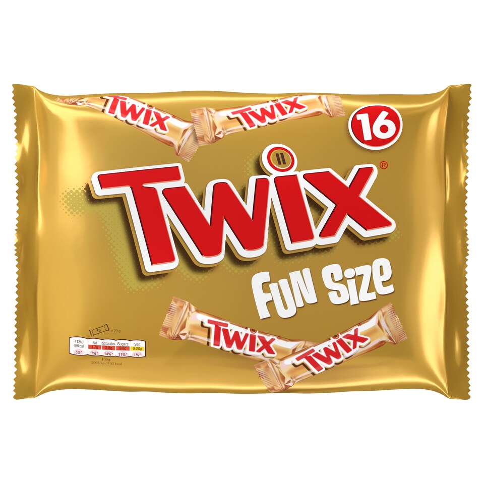 Twix 16 Fun Size Chocolate Bars Multipack 16 X 20g