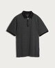 image 4 of F&F Cotton Rich Stripe Print Zip Neck Short Sleeved Polo Shirt in Black