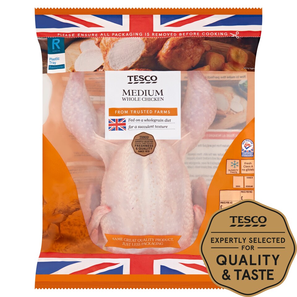 Tesco British Medium Whole Chicken 1.2kg-1.5kg