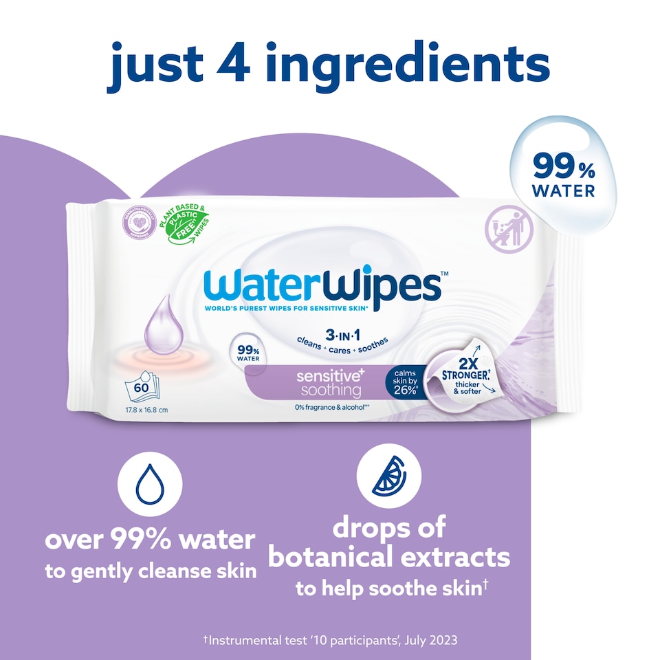 image 1 of WaterWipes Biodegradable Soothing Baby Wipes 60 pack
