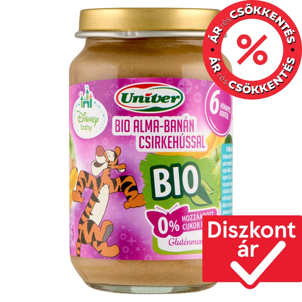 Univer Disney Baby bio alma-banán csirkehússal bébiétel 6 hónapos kortól 163 g  1. kép