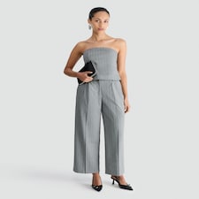 F&F Herringbone Print Wide Leg Co-ord Trousers in Grey