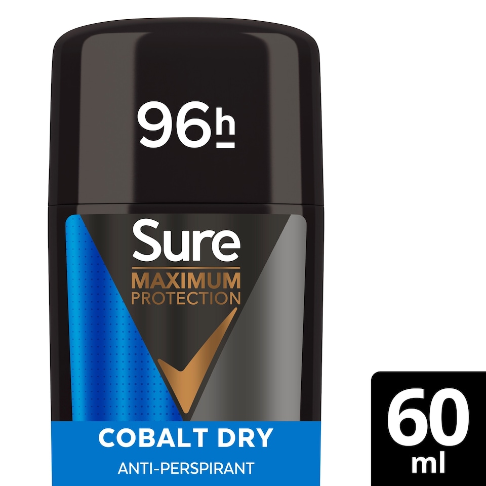 image 1 of Sure Men Maximum Protection  Cobalt Dry Odour Control 96h  Antiperspirant Deodorant Invisible Cream 60ml