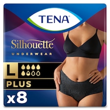 TENA Plus Black Incontinence Pants Size Large 8 pack