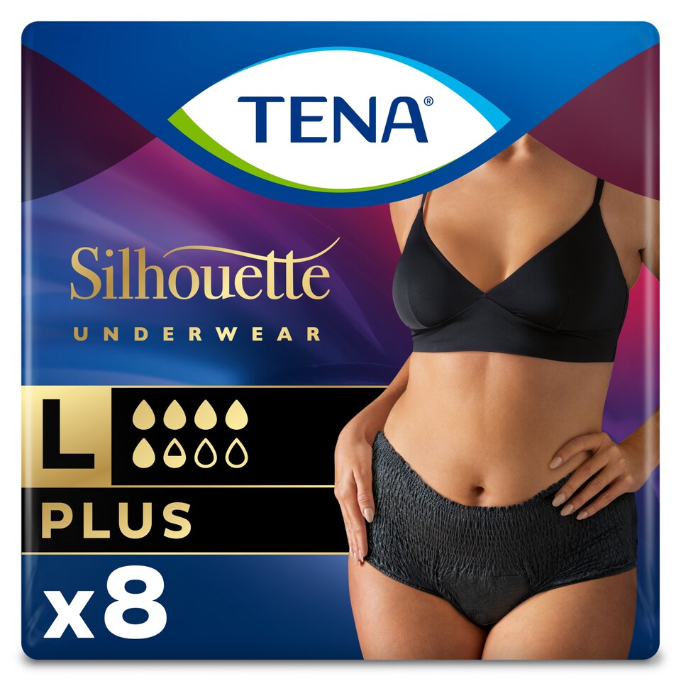 image 1 of TENA Plus Black Incontinence Pants Size Large 8 pack