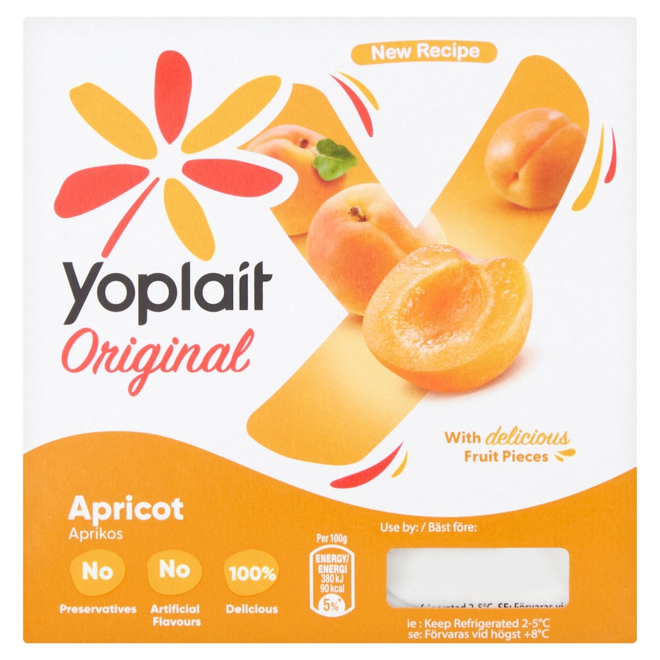 Yoplait Apricot Nectarine Yoghurt 4X125g