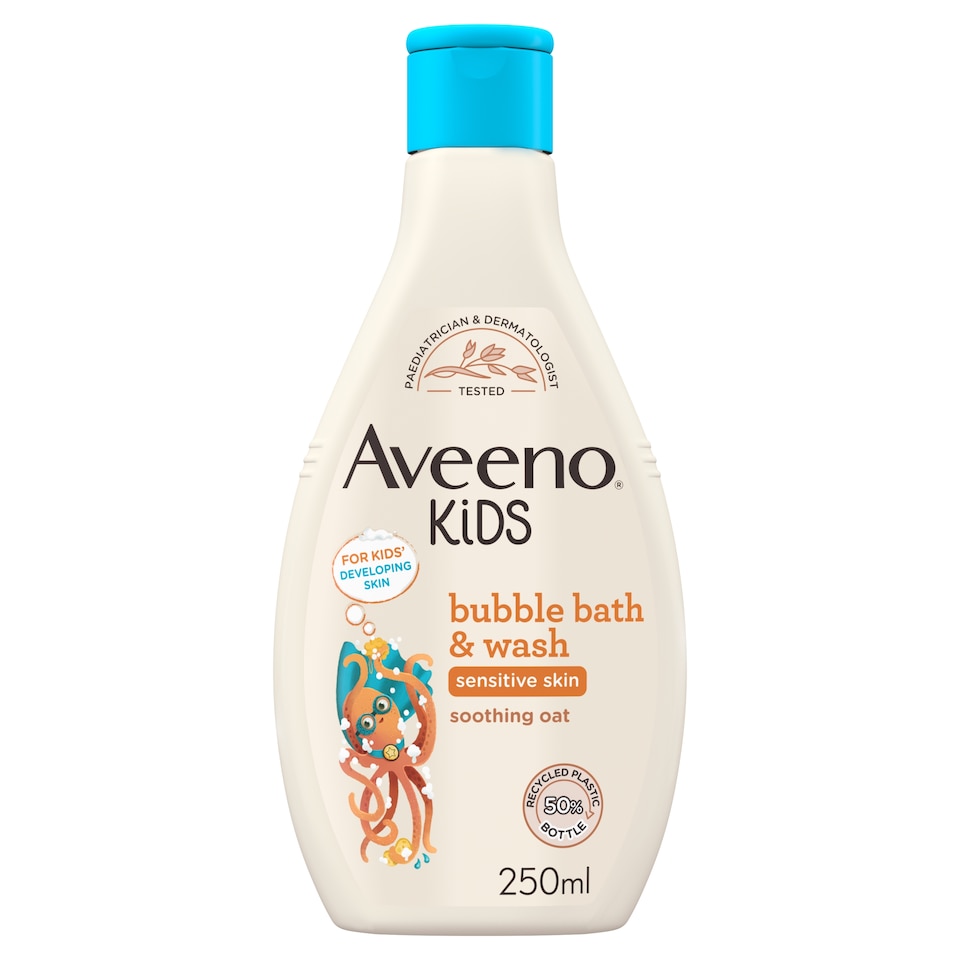 image 1 of Aveeno Kids Bubble Bath and Wash with Soothing Oat Extract 250ml