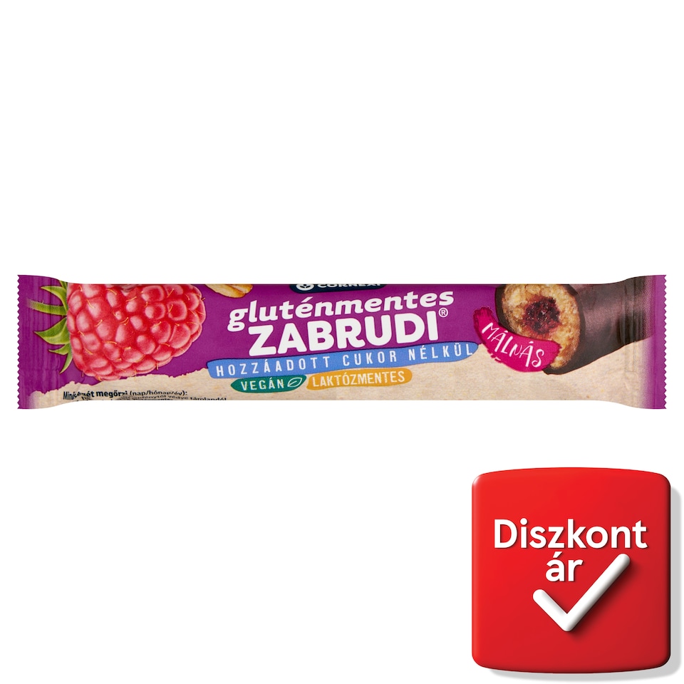 Cornexi gluténmentes málnás zabrudi édesítőszerrel, hozzáadott cukor nélkül 30 g
