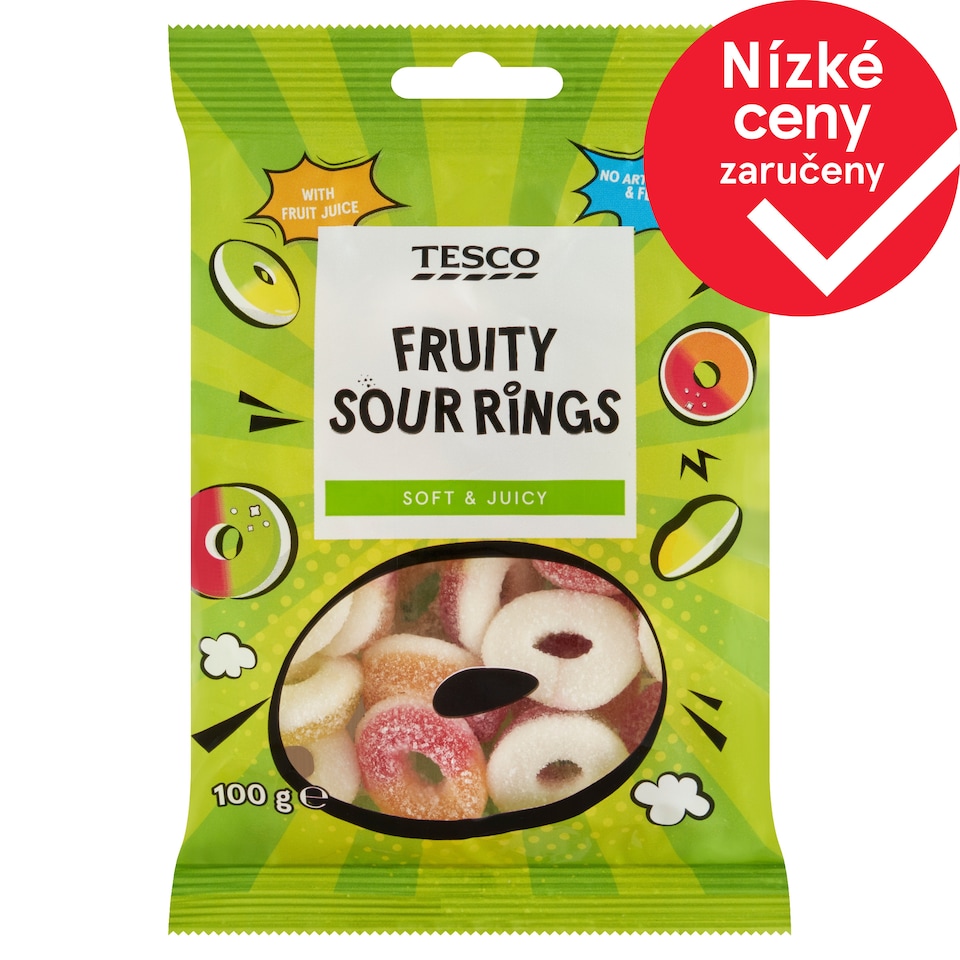 Tesco Želé s ovocnými příchutěmi s kyselou cukrovou posypkou 100g