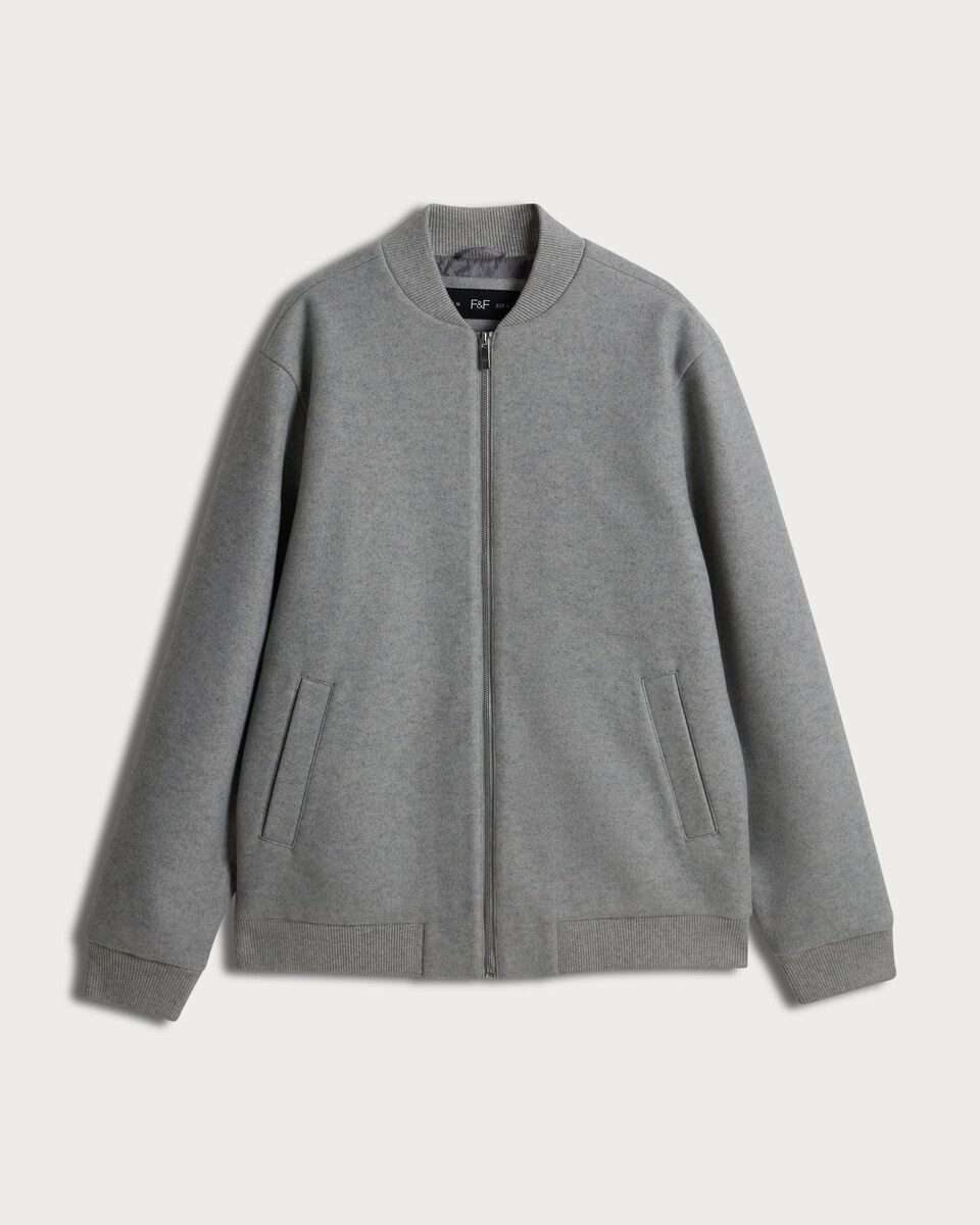 F&F Zip Up Bomber Jacket in Grey