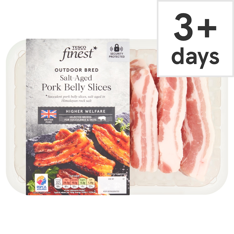 Tesco Finest British S/A Pork Belly Slices 500G