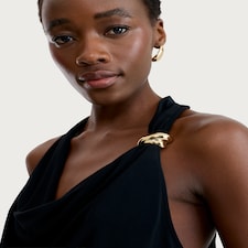 F&F Cowl Neck Metal Accent Sleeveless Top in Black