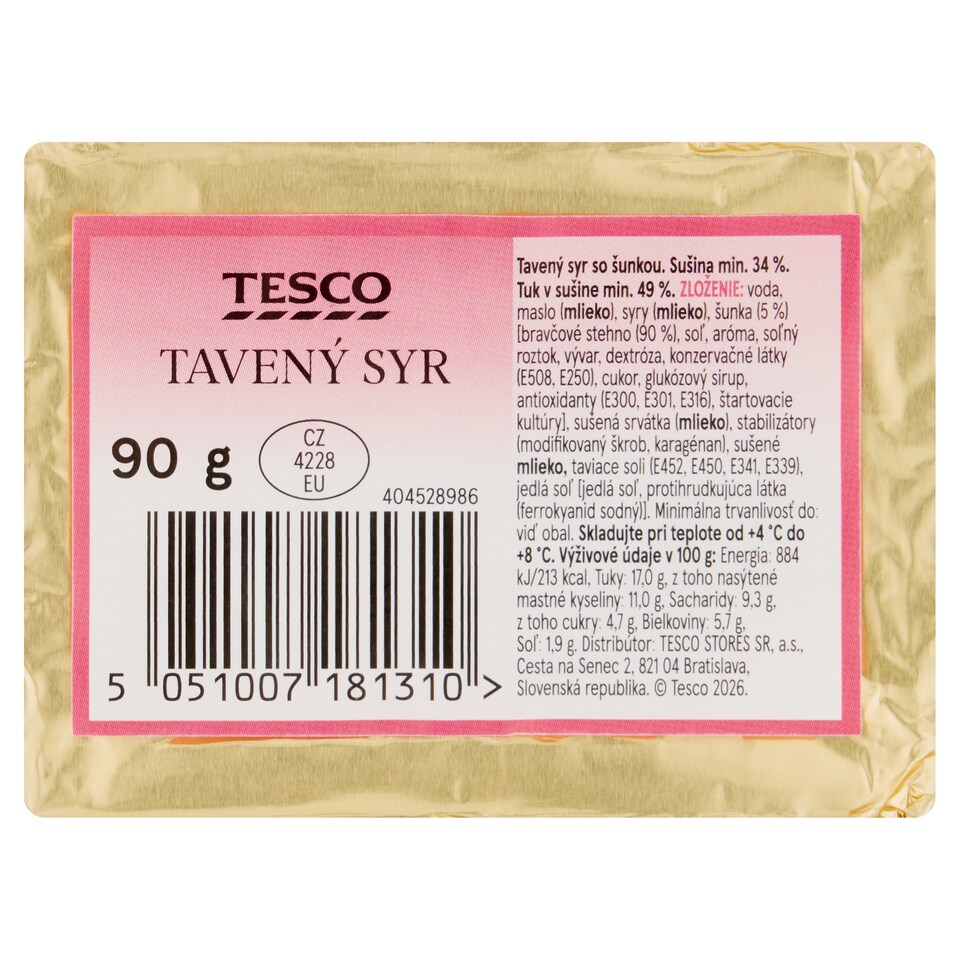 Tesco Tavený syr so šunkou 90 g