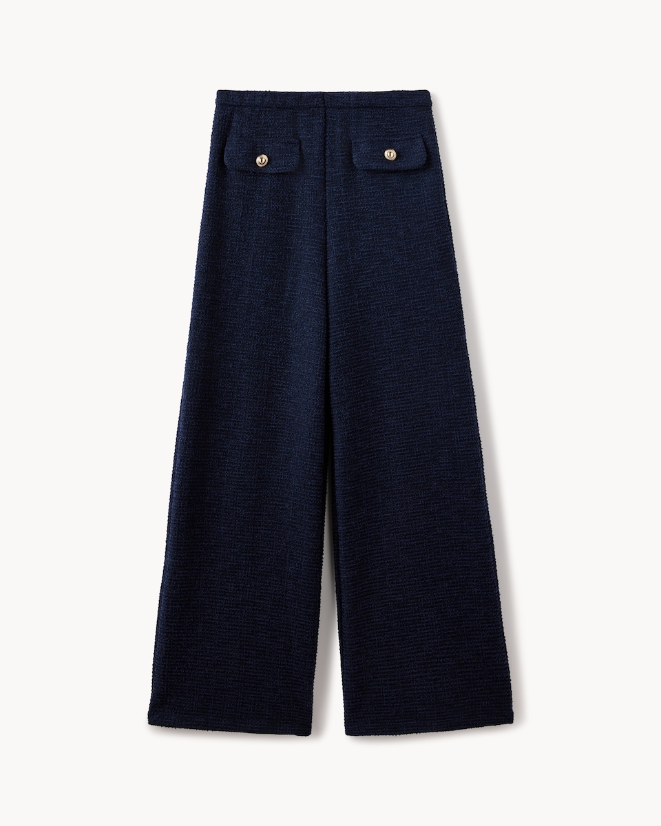 image 1 of F&F Boucle Textured Co-ord Trousers in Navy