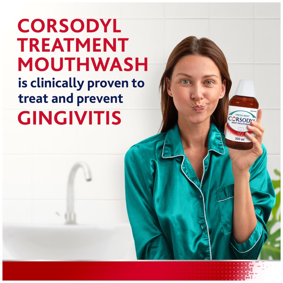 image 1 of Corsodyl Medicated Antibacterial Mouthwash Fresh Mint, 300ml
