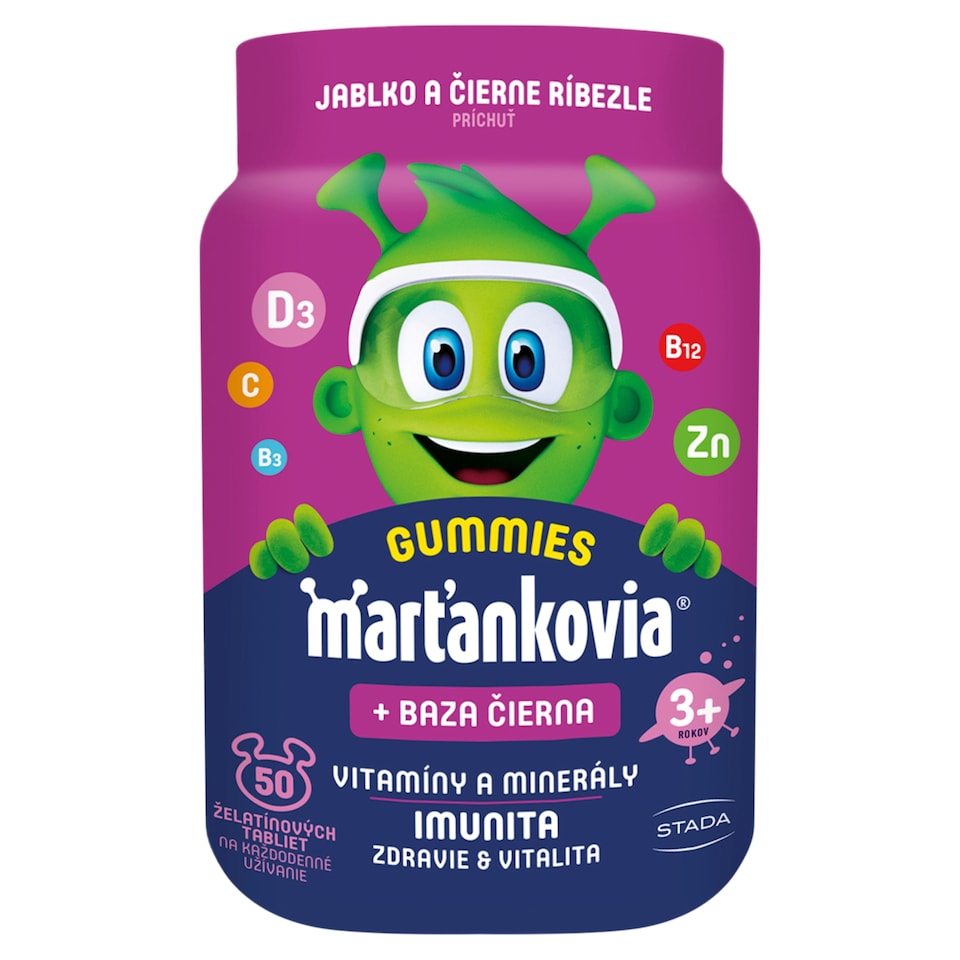 Walmark Marťankovia Gummy vitamíny a minerály s bazou čiernou 50 želatínových tabliet 175,0 g