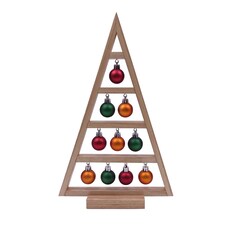 TESCO TRADITIONAL WOODEN TREE WITH BAUBLES