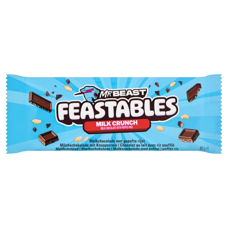 Mr Beast Feastables Milk Crunch puffasztott rizses ropogós csokoládé 60 g