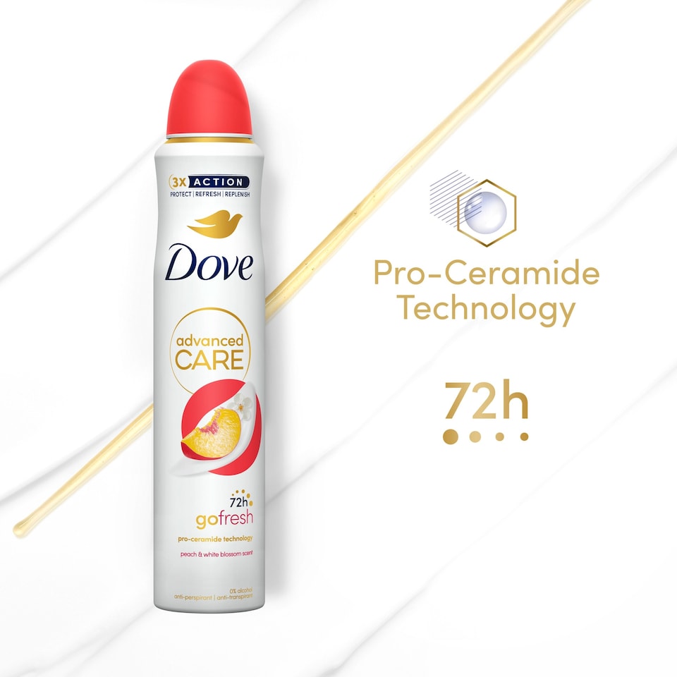 image 1 of Dove Women Peach & White Blossom 72h Advanced Care Antiperspirant Deodorant 200ml
