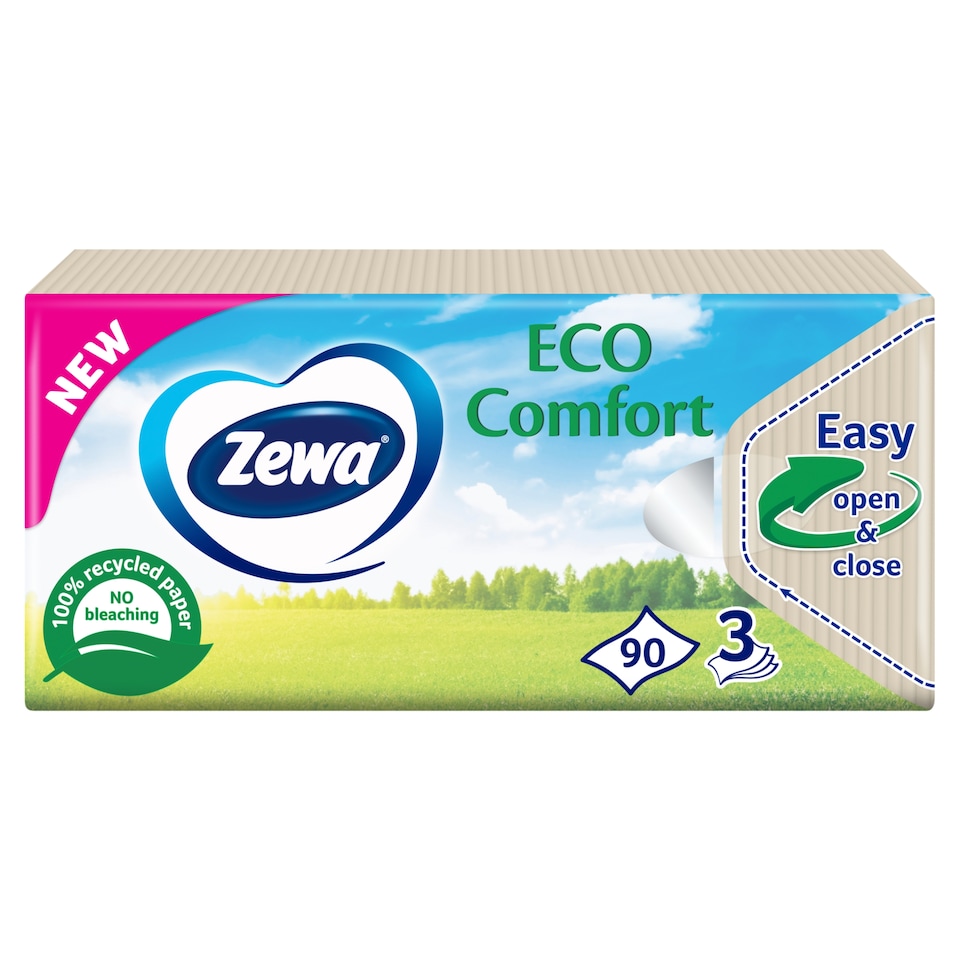 Zewa Eco Comfort illatmentes papír zsebkendő 3 rétegű 90 db  1. kép