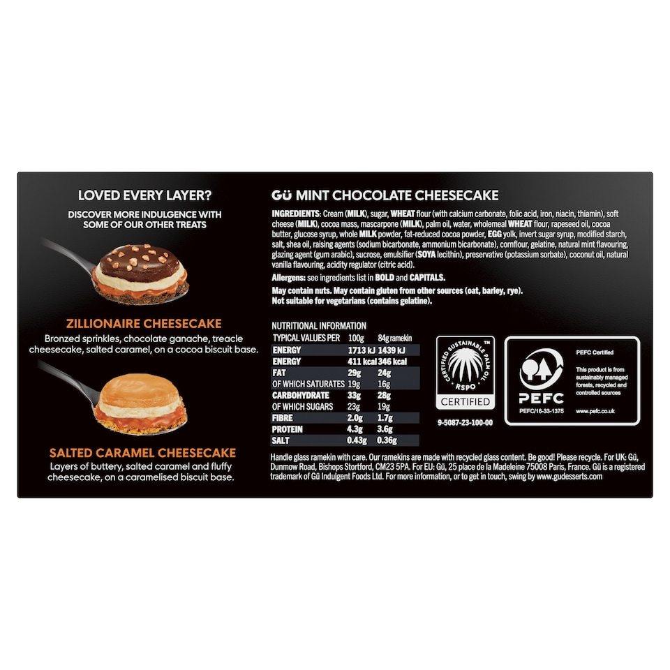 image 1 of Gu Mint Chocolate Cheesecake Dessert 2x84g