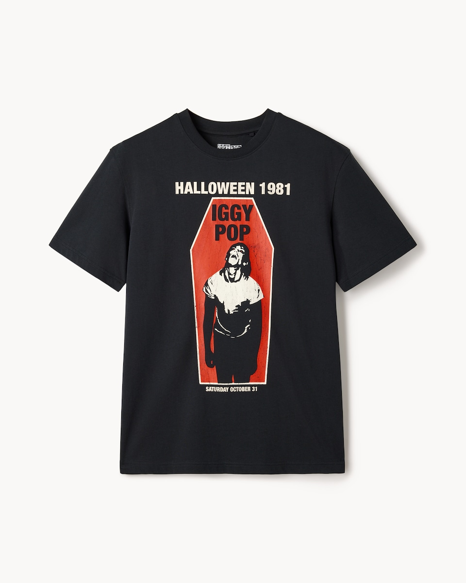 image 1 of Iggy Pop Pure Cotton Halloween Print T-Shirt in Black