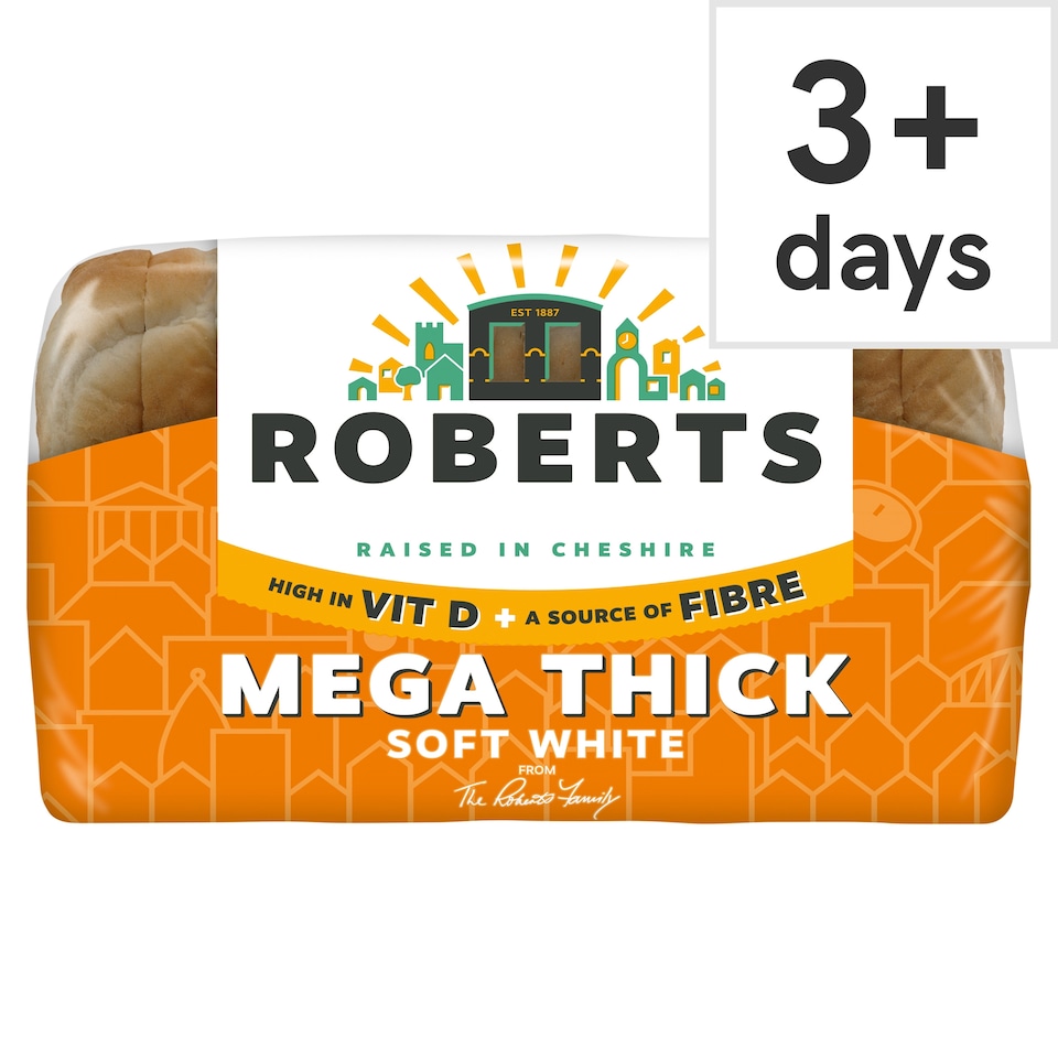 Roberts Mega Thick Soft White Bread with Vitamin D & Fibre 800g