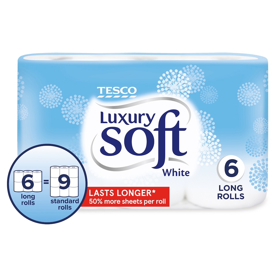 image 1 of Tesco Luxury Soft White Toilet Tissue 6 Long Rolls