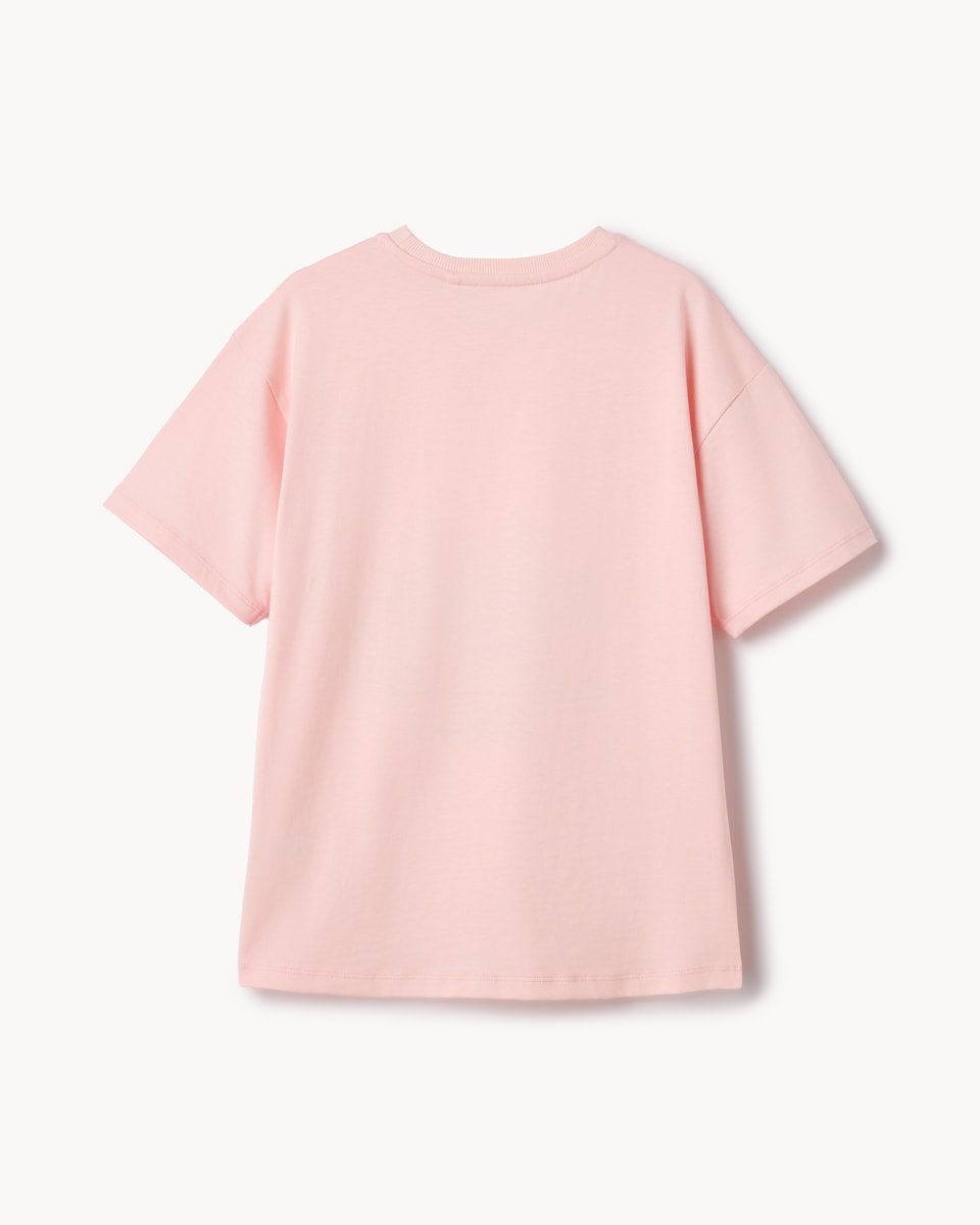 image 1 of F&F Girls Pure Cotton Monster T-Shirt in Pink