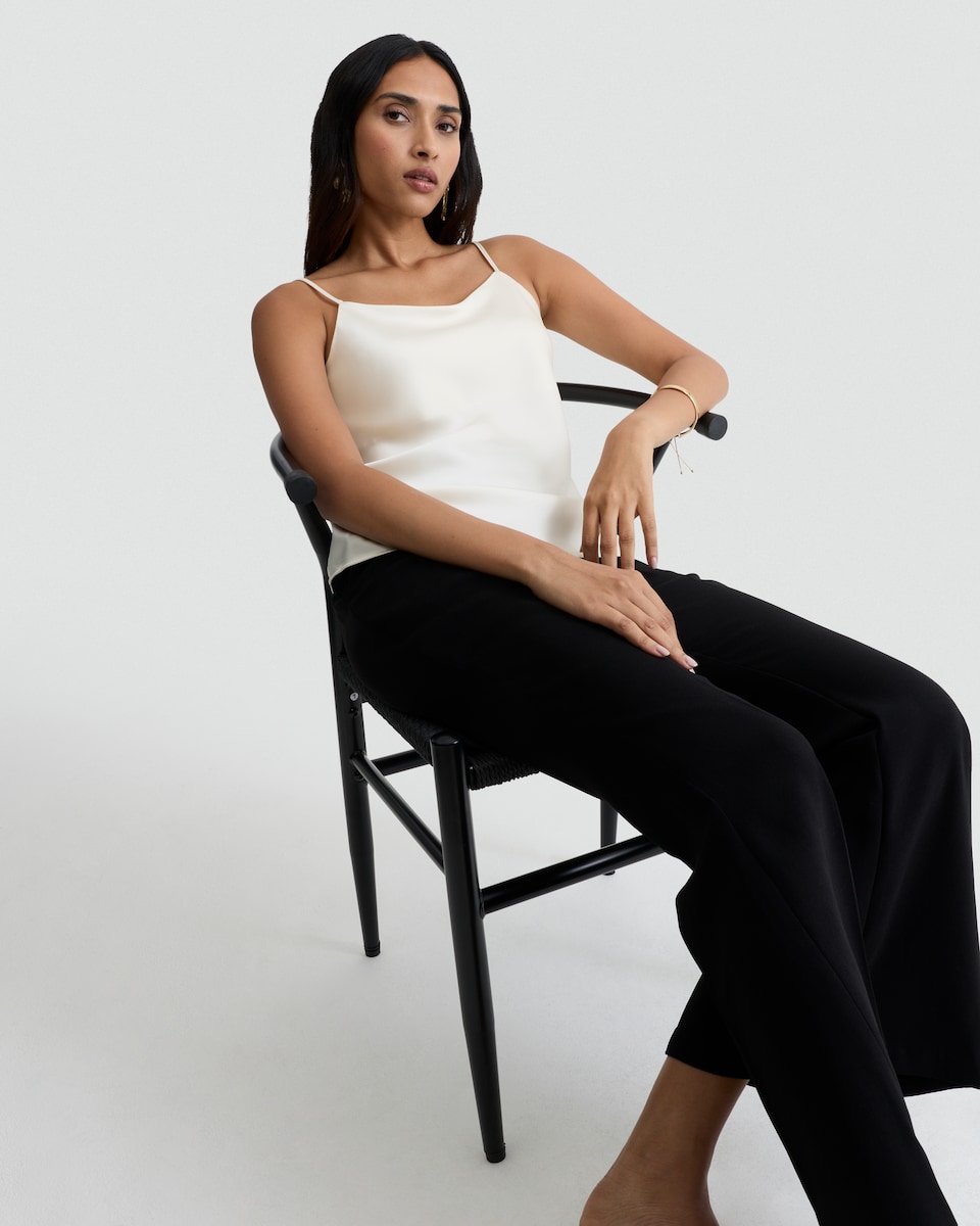 image 1 of F&F Satin Strappy Cami Top in Ivory