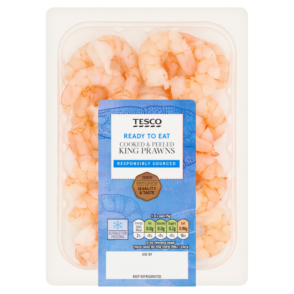 Tesco Ready to Eat Cooked & Peeled King Prawns 150g