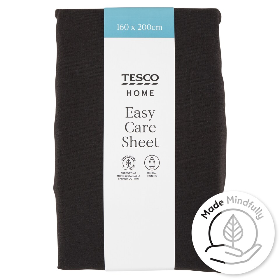 Tesco Home Easy Care fekete lepedő 160 x 200 cm