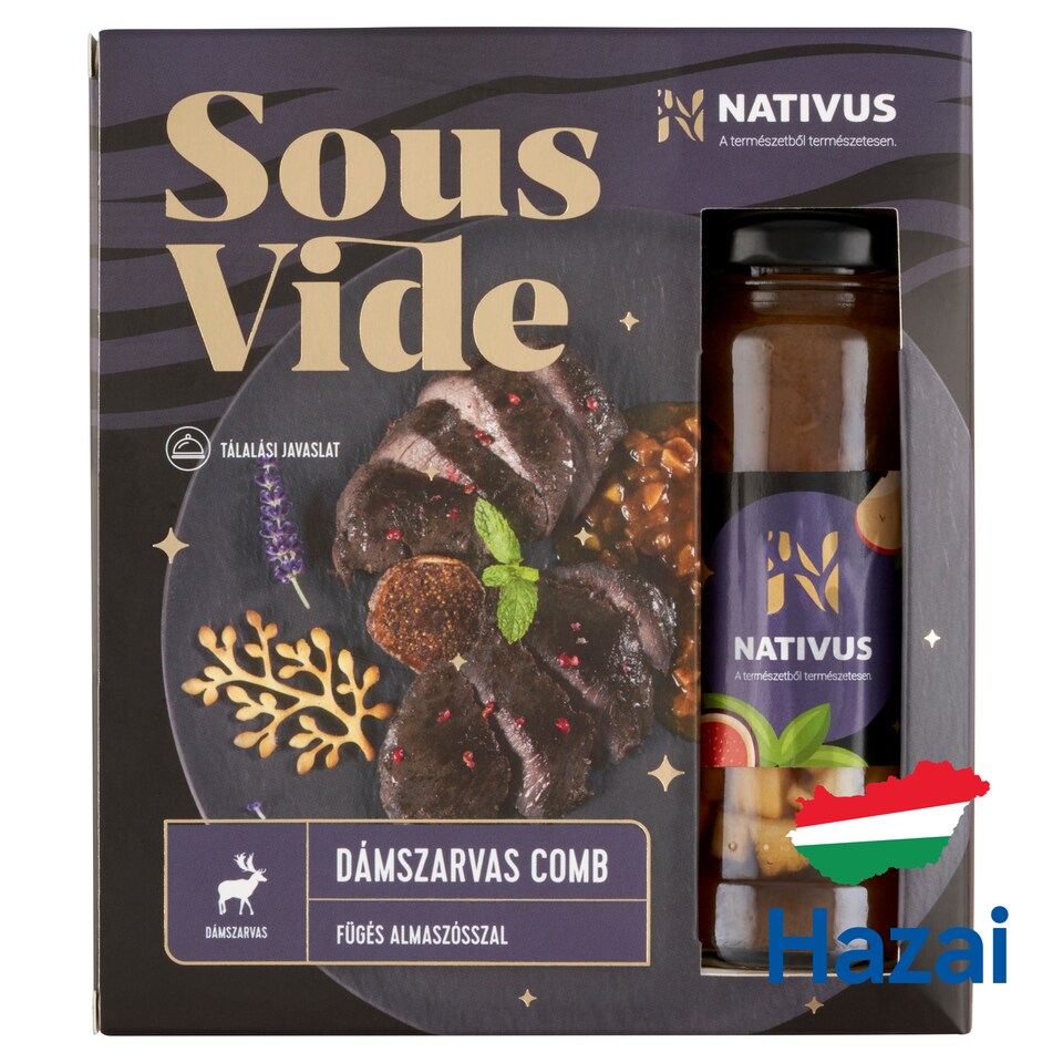 Nativus dámszarvas comb fügés almaszósszal